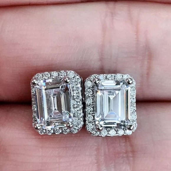 🤍Sterling Silver square stud earrings - Picture 2 of 5